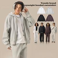 Sweat à capuche style montagne pour homme, 355 g/m², double fermeture éclair, streetwear Gorpcore, veste thermique en polaire pour l'extérieur, logo personnalisé