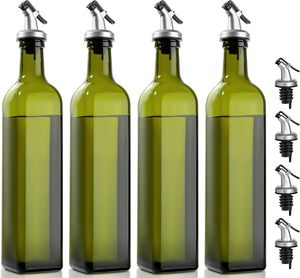 Bouteille en verre carrée vide de couleur vert foncé pour huile d'olive de qualité alimentaire, 250 ml, 500 ml, 750 ml, 1000 ml - Product Image 1