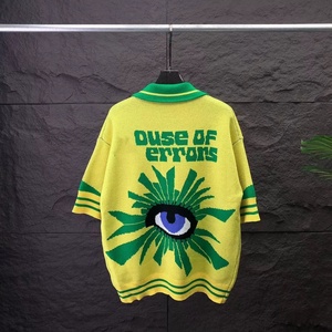 Biểu Tượng Tùy Chỉnh Mùa Hè Retro Thể Thao Mặc Hàng Dệt Kim Ngắn Tay Áo Đan Polo T Áo Sơ Mi Bóng Đá Người Đàn Ông Jacquard Dệt Kim Bóng Đá Jersey Áo Len - Product Image 4