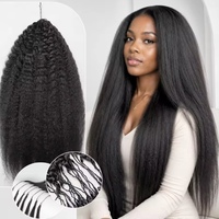 Extensions de cheveux humains pré-séparées pour tresses, style kinky straight, effet plume, sans nœuds, invisibles, très demandées par les fournisseurs