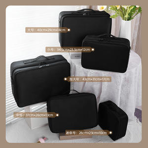 Sac à Cosmétiques Grande Capacité Direct Usine, Organisateur de Maquillage avec Séparateurs, Fermeture Éclair, Couleur Unie, Poignée Souple, Rangement Domestique - Product Image 2