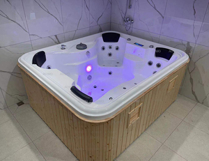 Vente flash <span class=keywords><strong>Jacuzzi</strong></span> <span class=keywords><strong>gonflable</strong></span> d'extérieur pour 4 personnes, spa carré d'extérieur avec 3 sièges et 1 piscine de natation allongée - Product Image 2