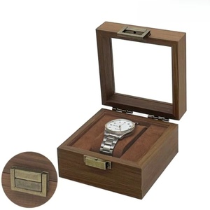 Black Walnut Square Wooden Single <b>Watch</b> Box-Luxury Gift Packaging Storage <b>Case</b> with Display Lid Shock Resistant & Eco-Friendly - Product Image 6