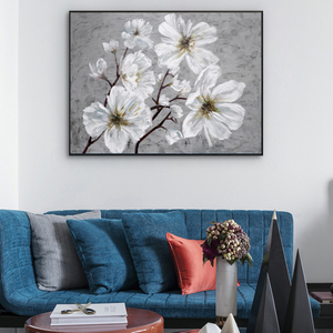 Dipinto a Olio Moderno 100% Fatto a Mano, <span class=keywords><strong>Fiori</strong></span> <span class=keywords><strong>su</strong></span> <span class=keywords><strong>Tela</strong></span>, Decorazione Murale per Camera da Letto - Product Image 2