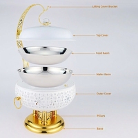 Nouvelle Unité Bain-Marie à Couvercle Suspendu en Acier Inoxydable 8L, Chauffe-Plat à Alcool Sans Fumée avec Support en Fer Forgé pour