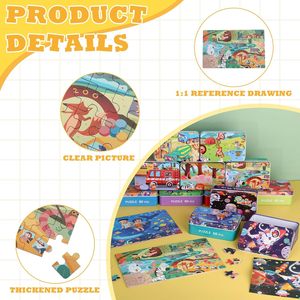 ของเล่นตัวต่อจิ๊กซอว์ไม้ขนาดเล็กสำหรับเด็ก พร้อมกล่องโลหะ - Product Image 2