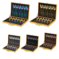 Ensemble de Couverts en Acier Inoxydable 24 Pièces Très Demandé avec Boîte Cadeau Premium, Incluant Couteau/Fourchette/Cuillère pour Restaurant et Fêtes