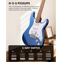 LEKATO 39 İnç Tam Boy Başlangıç Seviyesi Elektrik Gitar Seti, HSS Katı Gövdeli 5W Mini Amfi Çantası-Akustik Başlık