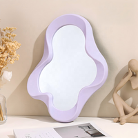 Miroir de table pliable mural moderne et créatif en plastique, miroirs décoratifs, bordure ondulée irrégulière, blanc, chambre à coucher, salon