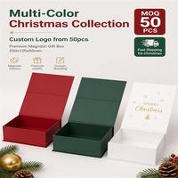 Boîte cadeau magnétique de Noël avec logo personnalisé, petit MOQ, délai de livraison rapide, boîte d'emballage pliante en carton de luxe, en gros