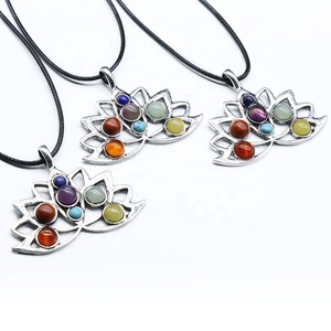 Cristallo curativo naturale equilibrio <span class=keywords><strong>energia</strong></span> 7 Chakra lega di loto meditazione Yoga collana ciondolo regali di festa accessori Fengshui - Product Image 5