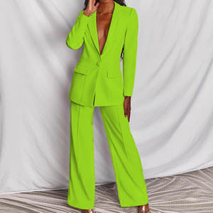Elegantes einfarbiges Business-Anzug-<span class=keywords><strong>Set</strong></span> für Damen Profession elles zweiteiliges <span class=keywords><strong>Blazer</strong></span> & Pants Office Workwear-<span class=keywords><strong>Set</strong></span> - Product Image 4