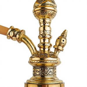 Authentic Khalil Maamoon Shika Tryon Egyptian Brass Shisha Pipe – 36 cm Mirror-Polished Hookah Set with Cairo Bell Base - Product Image 5