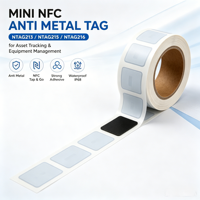 Étiquette NFC mini personnalisée anti-métal 13,56 MHz NTAG213 NTAG215 NTAG216 Autocollant RFID pour suivi d'actifs métalliques OEM