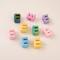 Lot de 5 perles acryliques à grand trou en forme de lettres, fournitures DIY faites à la main pour la fabrication de sangles de téléphone portable, accessoires de décoration pour sacs