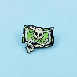 Cartoon Schädel Dollar Bill Brosche Kreative Nische Stil Mund essen Geld Schädel Emaille Anstecknadel - Product Image 6
