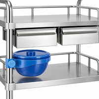 Chariot de traitement hospitalier en acier inoxydable, chariot médical mobile, organisateur d'instruments pour les salles de soins et les cliniques