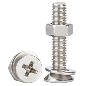 Juego de tornillos y tuercas de máquina de cabeza plana cruzada de acero inoxidable 201 con resorte plano M1.6 M2 M2.5 M3 M3.5 - Product Image 1