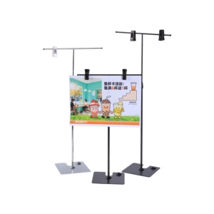 Support de signalisation métallique compact avec barre transversale de 26 cm et réglage de hauteur de 40 à 75 cm pour restaurant ou bureau - Product Image 4