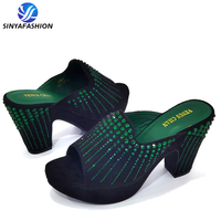 Magnifiques Sandales Sinya de Qualité Supérieure Italiennes avec Pierres à Talon Haut pour Femmes Chaussures de Mariage et de Soirée