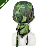 Durag et bonnet en satin de soie personnalisables pour hommes avec logo sur mesure, en polyester et maille, avec impression intégrale du logo