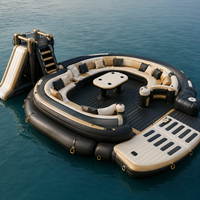 Île flottante gonflable personnalisée avec logo, toboggan, auvent, canapé, table pour lac, complexe hôtelier, vente en gros