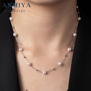Collar de Perlas de Agua Dulce ANMIYA, Cadena Delicada con Perlas Naturales y Plata 925 - Product Image 2