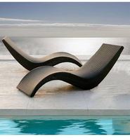 Lit de jour en rotin en forme de S pour l'extérieur, mobilier de patio, lit de soleil pour hôtel, jardin, piscine, lit de soleil dans l'eau, chaise longue
