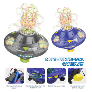 Machine à bulles UFO rotative à 360 degrés unique pour enfants avec lumières LED clignotantes et musique Souffleur de bulles automatique Jouet de fête - Product Image 5