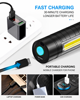 Lampe torche tactique LED COB portable 10W 1000 lumens, mini, rechargeable par USB, en alliage d'aluminium, camping, IP55, EDC
