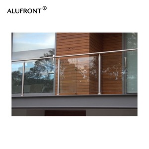 Rampe d'escalier moderne en acier inoxydable pour balcon, garde-corps en verre noir, système de balustrades en verre aluminium pour villa - Product Image 3