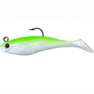 Mar de agua dulce T cola PVC pesca plástico suave cabeza de plomo Jighead cuerpo suave señuelo con cola de paleta para pez lubina - Product Image 4