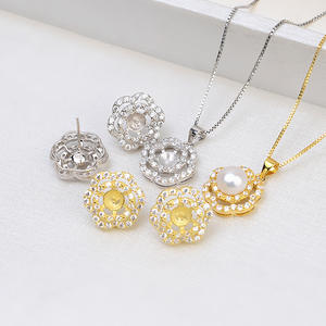 Collar con Colgante de Plata S925, Aretes, Accesorios de Moda para Mujer, Aretes de Perlas de 7-8 mm, Joyería DIY, Componentes para Joyería - Product Image 1