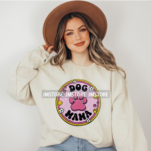 Roze Hond Kat Mama Coquette Moederdag Moeder Leven Liefde Glitter Rand Ijzer Op Heat Press Chenille Patches Voor Sweatshirts Tassen - Product Image 3