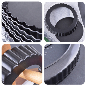 <span class=keywords><strong>Moule</strong></span> à <span class=keywords><strong>tarte</strong></span> de 4 pouces à 12.5 pouces avec fond amovible, <span class=keywords><strong>moule</strong></span> à quiche à cannelures en acier au carbone antiadhésif - Product Image 6