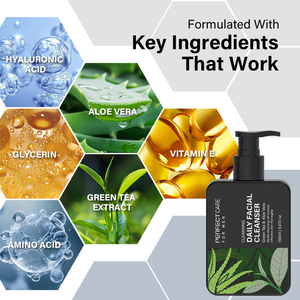 Nettoyant pour le visage des hommes de marque privée crème au thé vert végétalien et à l'aloe vera nettoyage en profondeur et nettoyant visage <span class=keywords><strong>anti</strong></span>-points noirs - Product Image 3