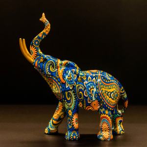 ของประดับรูปช้างทำจากเรซิ่นตั้งโต๊ะสีสันสดใสสำหรับตกแต่งสำนักงานในร่มงานฝีมือที่ไม่เหมือนใคร - Product Image 2