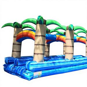 Tobogán Acuático Inflable Doble de PVC Azul Tropical para Uso Residencial y Escolar - Diversión al Aire Libre - Product Image 1