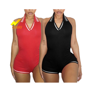 NOVEDAD DE <span class=keywords><strong>VERANO</strong></span> 2025, ropa de dormir Sexy para mujer, sin mangas, cuello en V, cuello Halter, monos rojos sin espalda, <span class=keywords><strong>mono</strong></span> informal con patrón de leopardo, monos - Product Image 4