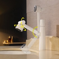 1080 Degrés Universel Rotatif Robot Bras Bassin Blanc En Laiton Chaud Froid Évier Robinets D'eau Monotrou pour Salle De Bains Salle De Bains En Céramique
