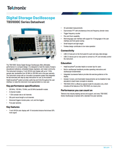 ออสซิลโลสโคปดิจิตอล Tektronix TBS1052C-EDU/TBS1052C/TBS1072C/TBS1102C/TBS1202C แบบ 2 ช่องสัญญาณ แบนด์วิดท์ 50-200MHz ความเร็วในการเก็บข้อมูล 1 GSa/s - Product Image 1