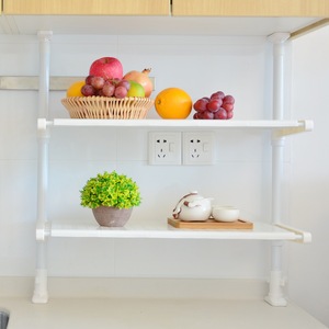 Estante de almacenamiento para cocina de 2 niveles con paneles a presión, sin necesidad de taladrar, estante para horno microondas, organizador de encimera - Product Image 2