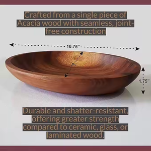 Piatto da portata ovale in legno di Acacia per frutta e cibo Versatile come montante per impasti e gioielli o monete - Product Image 2