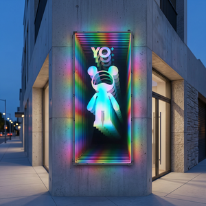 Custom 3D Logo YO Bear Infinity Mirror <b>LED</b> <b>Sign</b> UV Print Pattern Glass Home Hotels Offices RGB Color Wall Advertising - Product Image 1