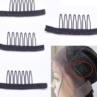 7 dents accessoires de perruque peignes de perruque de cheveux pour Extensions Clips de cheveux noirs avec dentelle pour bonnet de perruque