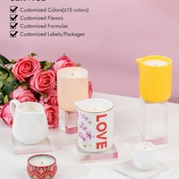Vente en gros de bougies de massage parfumées de luxe personnalisées, à base de cire végétale, avec des pots à huile essentielle, un bec verseur et un couvercle