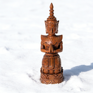 Statua di Buddha in Resina in Stile Tradizionale Thailandese, <span class=keywords><strong>Figura</strong></span> Decorativa in Preghiera Accovacciata - Product Image 1