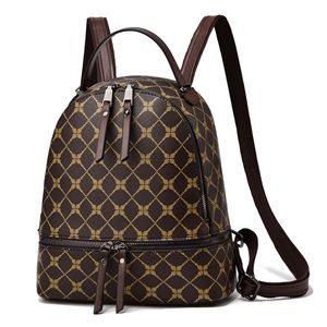 Mochila Redonda de Piel Sintética de Lujo para Mujer, Diseño Geométrico, Cierre de Cremallera, Correa Desmontable, Capacidad Media, para Uso Diario en Todas las Estaciones - Product Image 1