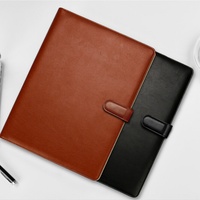 Portafolio Multifuncional de Cuero PU de Alta Gama Boshiho con Cierre de Hebilla y Logotipo Personalizado Grabado en Relieve para Promociones Empresariales