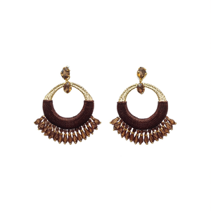 Fashion Drop Earrings 316L Stainless Steel PVD Gold Plating Sustainable Resistant <b>Brown</b> Beaded Dangle Statement Jewelry - Product Image 2
